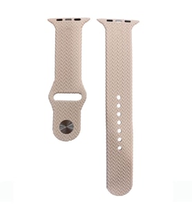 ScHitec 42-49mm Yeni Nesil Apple Uyumlu Hasır Görünümlü Akıllı Saat Kordonu Silikon Krem