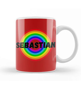 Sebastian Name personalized Custom   vintage Retro Rainbow Style Design Gift Baby Gift For Him Kupa Bardak Porselen