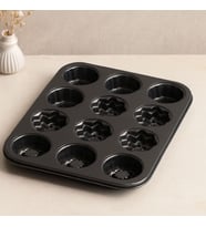 12 Gözlü Metal Muffin Kek Kalıbı - Siyah