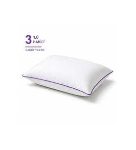 Biyeli Yastık 3'li Paket 50x70 cm 700 gr Boncuk Silikon Elyaf Dolgulu Mor