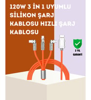 120 W Hızlı Çözüm Sunan 3'ü 1 USB Şarj Kablosu– Sağlam Gövde