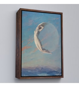 Çerçeveli Fransız Ressam Albert Aublet’in “Selene” Adlı Tablosu (Kahverengi)
