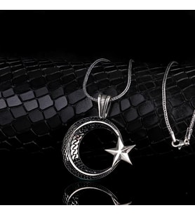 925 AYAR GÜMÜŞ ÖRGÜ MODEL AYYILDIZ MİKRO TAŞLI KOLYE