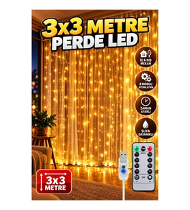 3x3 Metre Perde LED Işık – İç ve Dış Mekan Şelale Aydınlatma