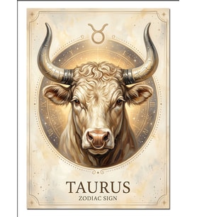 Boğa Burcu Taurus Zodyak Sembolü Dekoratif Kanvas - Mdf Ahşap Tablo