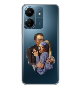 Xiaomi Redmi 13C Uyumlu Van Gogh & İnci Küpeli Kız Tasarımlı Şeffaf Telefon Kılıfı