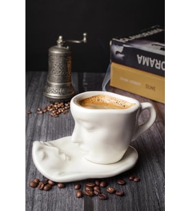 Mithra Life 2 Adet 110 ML Yüz Şekilli Seramik Beyaz Türk Kahvesi Fincan Takımı MIT1080