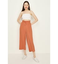 Kadın Beli Lastikli Geniş Paça Rahat Pantolon (Turuncu)