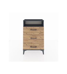 Arges Komodin Tek Raflı 3 Çekmeceli 60x30x96 Antrasit-Çam