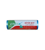 Ethex Büyük Boy Mavi Renk Çöp Torbası 65 x 80 Cm (50 Lt) 10'lu Rulo