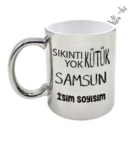 Samsun Temalı Kişiye Özel İsim ve/veya Fotoğraflı Kupa Bardak No:X025-055 (Gümüş)