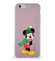 Apple iPhone 6 Soft Premier Kapak Mickey Mouse-G Tasarımlı Silikon Kılıf - Pudra (Şeffaf)