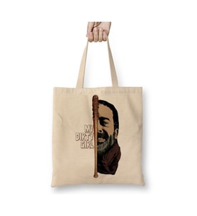 Negan Look At My Dirty Beyaz Bez Çanta Uzun Saplı Alışveriş Çantası Plaj Çantası