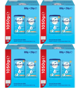 Nutrıcıa Aptamil Pronutra 800GR+250GR Toplam: 1050GR Devam Sütü No:4 (1 Yaş ve Üzeri) (4 Lü Set)