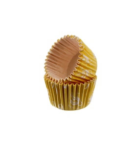 Cupcake Kalıbı Pet Kapsül  Kek Kalıbı48X34 MM (100 Adet)  Fiyonklu Sarı