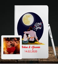 Sevgililer Gününe Özel Deri Beyaz Defter Kalem & Instagram Çerçeve Hediye Seti 2