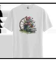 Rustic Blossom - %100 Pamuklu Kadın Beyaz Tişört - Premium Quality (Siyah - Beyaz)