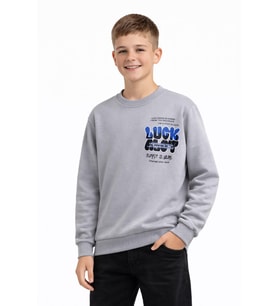 Erkek Çocuk Önü Arkası Baskılı Sweatshirt BGL-ST05237 (Gri)