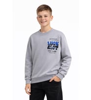Erkek Çocuk Önü Arkası Baskılı Sweatshirt BGL-ST05237 (Gri)