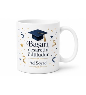 Üniversite Kazanan Hediyesi Baskılı Porselen Kupa Bardak Özel Tasarım Hediye