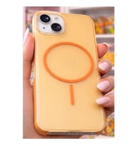 Coverzone iPhone 17 Pro ile Uyumlu FrostLine Yar? Transparan Mat Logo G�steren Soft Silikon K?l?f, ?nce Tasar?m, Darbe Emici Arka Kapak Koruma Turuncu