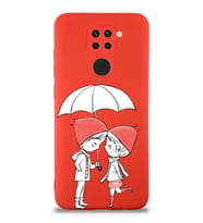 Xiaomi Redmi Note 9 Uyumlu Lansman Kılıf Aşk Tasarımlı İçi Kadife Kapak-Kırmızı (Şeffaf)