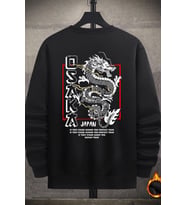 Unisex Osaka Bisiklet Yaka Sweatshirt (Siyah)