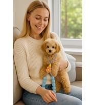 Caş Dekorasyon Mavi Renk Çiçek Figürlü İpli Kedi Köpek Tasması