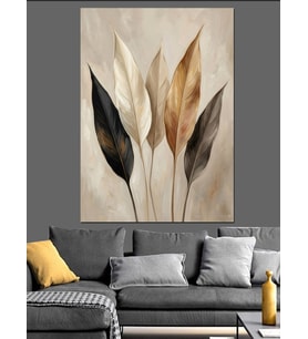 Sonbahar Renkli Yapraklar Modern Sanat Dekoratif Kanvas - Mdf Ahşap Tablo