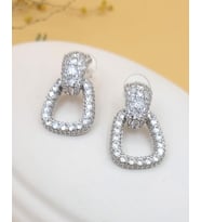 Işıltılı Zarif Geometrik Silver Küpe