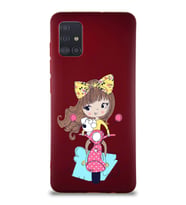 Samsung Galaxy A51 Soft Premier Kapak Vespagirl Tasarımlı Silikon Kılıf - Mürdüm (Şeffaf)