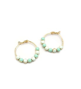 Mineli Halka Küpe - Turkuaz