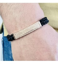Gümüş Erkek Bileklik,14k Rose Altın Kaplama,Sim Desen İsim Yazılabilir,Şık Hediye