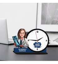 Kadın Radyoloğa Hediye Karikatürlü MDF Masa Saati