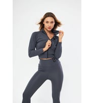 Lesa Wear İçi Polarlı Yumuşacık Şardonlu Kaşkorse Crop Likralı Hırka (Antrasit)