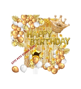 Lüks Happy Bırthday Kral Taçlı Doğum Günü Seti