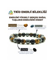 Trio Enerji Oniks Hematit Kaplangözü Doğal Taş Bileklik