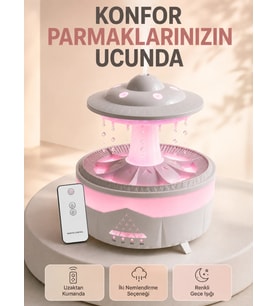 350 ML UFO Tasarımlı Ultrasonik Hava Nemlendirici Yağmur Efektli Gece Lambası