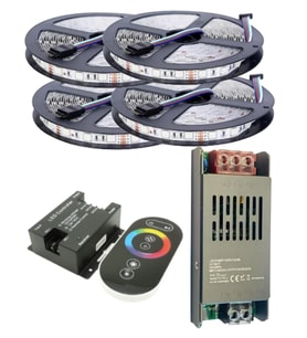 20 Metre 12V 60 Ledli RGB İç Mekan Şerit Led 20A Slim Trafo 36 A Dokunmatik RF Led Kontrol Üniteli S