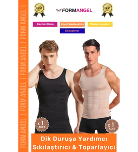 #ErkekKorse Dik Duruş Vücut Bel Göğüs Toparlayıcı Göbek Sıkılaştırıcı Erkek Korse Atlet 2'li Set