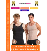 #ErkekKorse Dik Duruş Vücut Bel Göğüs Toparlayıcı Göbek Sıkılaştırıcı Erkek Korse Atlet 2'li Set