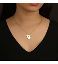 14 Ayar Gerçek Altın Kaplama Gümüş   Kişiselleştirilebilir Kupa Kızı Kolye (Gold)