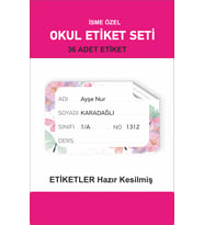 Okul Etiketi isme Özel Kitap Defter Sticker 36 Adet Hazır Kesilmiş