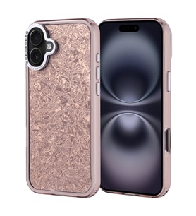 iPhone 16 Plus Kılıf Taşlı Tasarımlı Kapi Kılıf (Gold)