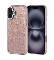 iPhone 16 Plus Kılıf Taşlı Tasarımlı Kapi Kılıf (Gold)