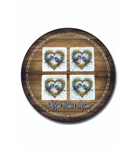 bilge tasarım Stone Decor Taş Bardak Altlığı 4'lü Set 10x10x1 Cm desenli