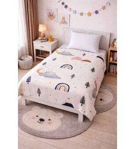 Amazon Ev Pamuk Dokuma Tek Kiş Pike 160*240 Cm krem / bulut A 14