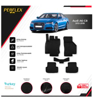 Audı A6-C8 2012-2018 3D Havuzlu Paspas (Siyah - Beyaz)