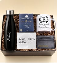 Kişiye Özel Termos Matara &  Premium Filtre Kahve & Kupa & Kartlık Hediye Seti