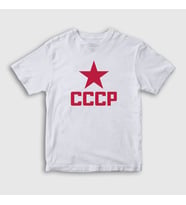 Presmono Unisex Çocuk Beyaz Red CCCP Sovyetler Birliği T-Shirt 267441tt (Beyaz)